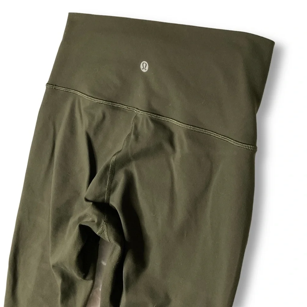 Lululemon High Times Leggings Crop Tech Mesh Tights Olive Green Sz 6    88